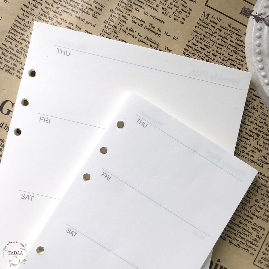 Giấy refill ruột sổ còng, planner các mẫu kế hoạch tuần, tháng, ghi chú và to do list khổ A6/A5 bullet journal