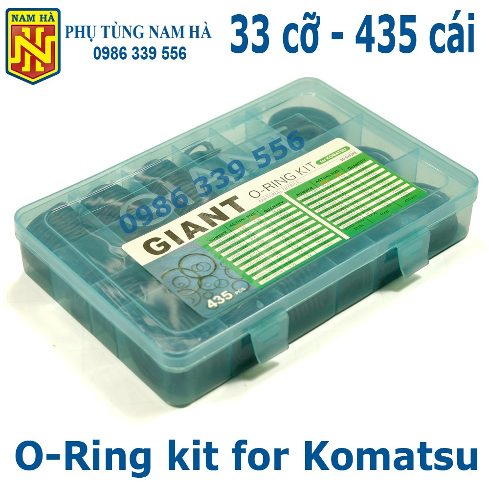 Hộp gioăng sim cao su O Ring Komatsu, 33 cỡ 435 cái (Ø2.8÷49.7) mm