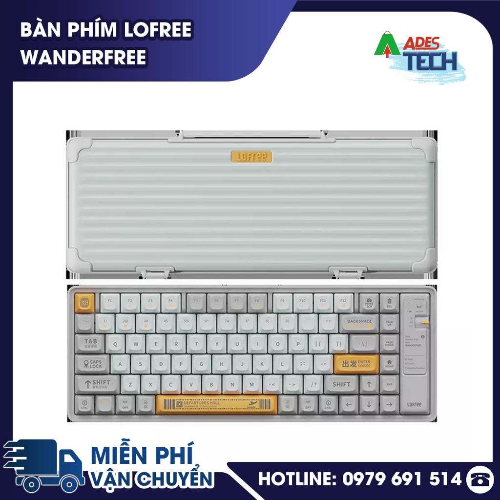 Bàn Phím Cơ Không Dây Lofree Wanderfree | 3 Chế Độ Kết Nối, Dung Lượng Pin Khủng, Gateron Brown Switch | BH 12 Tháng