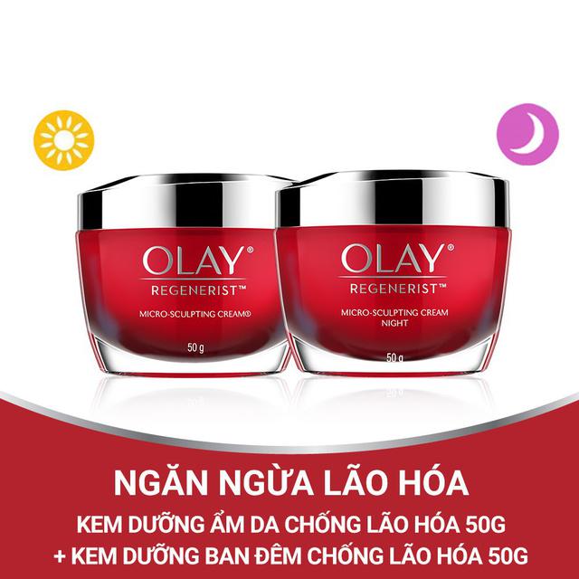 Bộ 2 kem dưỡng Olay Regenerist ngăn ngừa lão hóa ngày &amp; đêm 50G/hộp