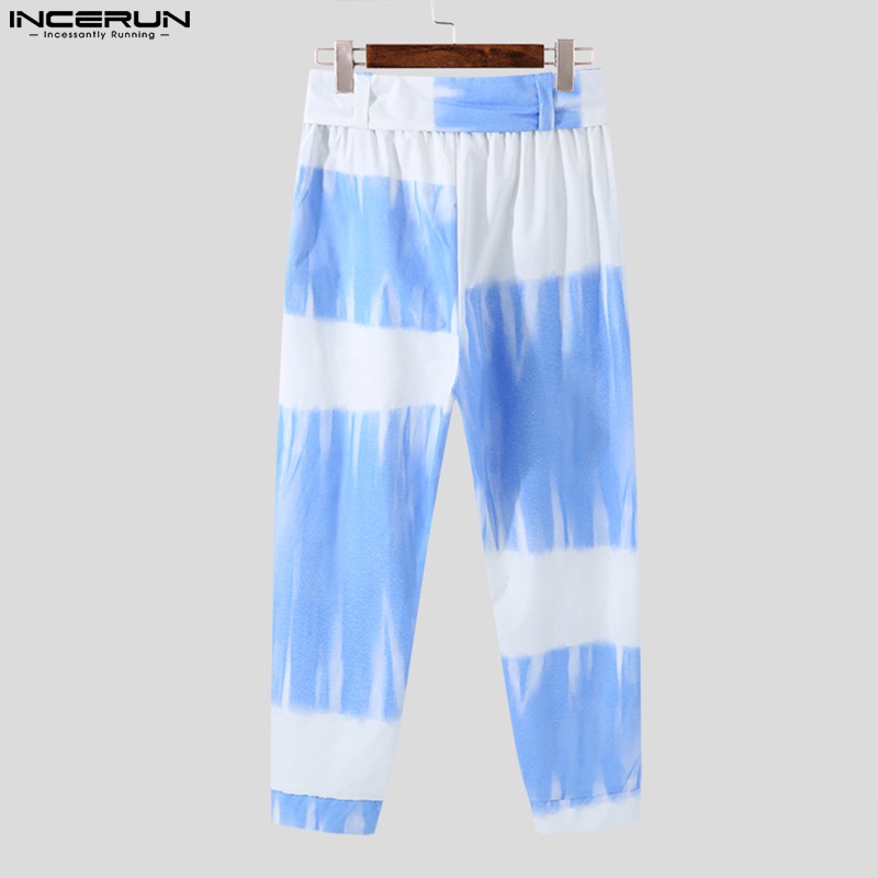 Quần INCERUN ống rộng nhuộm màu gradient thời trang cho nam