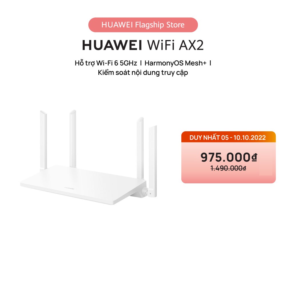Bộ định tuyến WiFi HUAWEI AX2 | WiFi 6 5GHz hỗ trợ lên đến 1500 Mbps