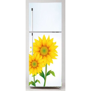 Decal dán tủ lạnh Hoa hướng dương sẵn keo dán được cho tủ lạnh, máy giặt