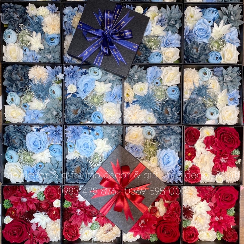 Hộp Hoa 20cm x 20cm Mix Hoa Lụa Đựng Son, Nước Hoa, Qùa Tặng - MƠDECOR
