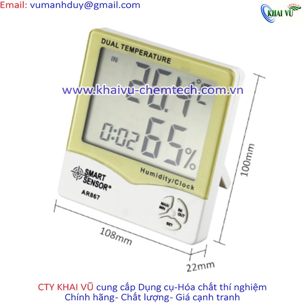 [CAO CẤP - HÃNG SMART SENSOR] Nhiệt kế đo độ ẩm và nhiệt độ Smart Sensor AR867