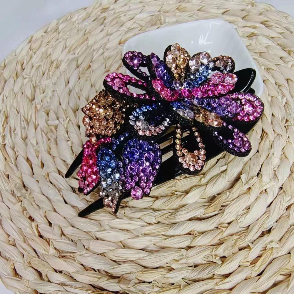 Kẹp Tóc Mỏ Vịt Hình Hoa Tulip Đính Đá Zircon Kiểu Vintage Thanh Lịch Cho Nữ