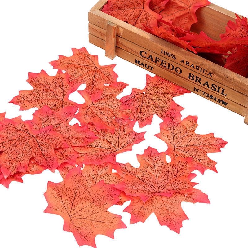 ♔P&amp;M♚50PCS Fashion Fall Silk Leaves Wedding Party Favor Autumn Maple Leaf Decor