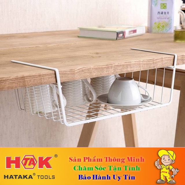 Khay Lưới Sắt Để Đồ Dưới Bàn Học, Bàn Làm Việc, Tủ Bếp - Kệ Khung Gài Siêu Gọn Gàng - 4 Màu Lựa Chọn - Size 33x23cm