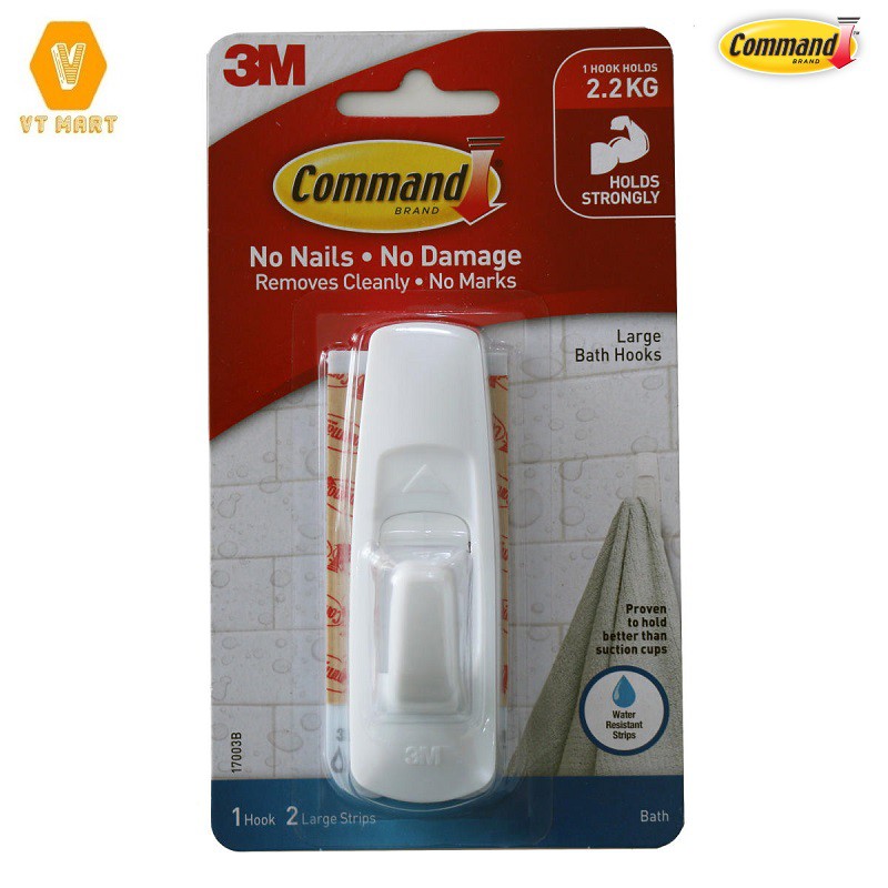 [SIÊU DÍNH] Móc Treo Kiểu Vuông Chống Thấm Nước 2Kg Vỉ 1 Cái 17003 Command 3M