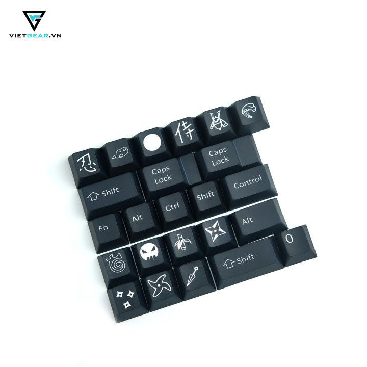 Bộ nút Cherry Black Samurai keycap thick pbt dyesub 128 nút