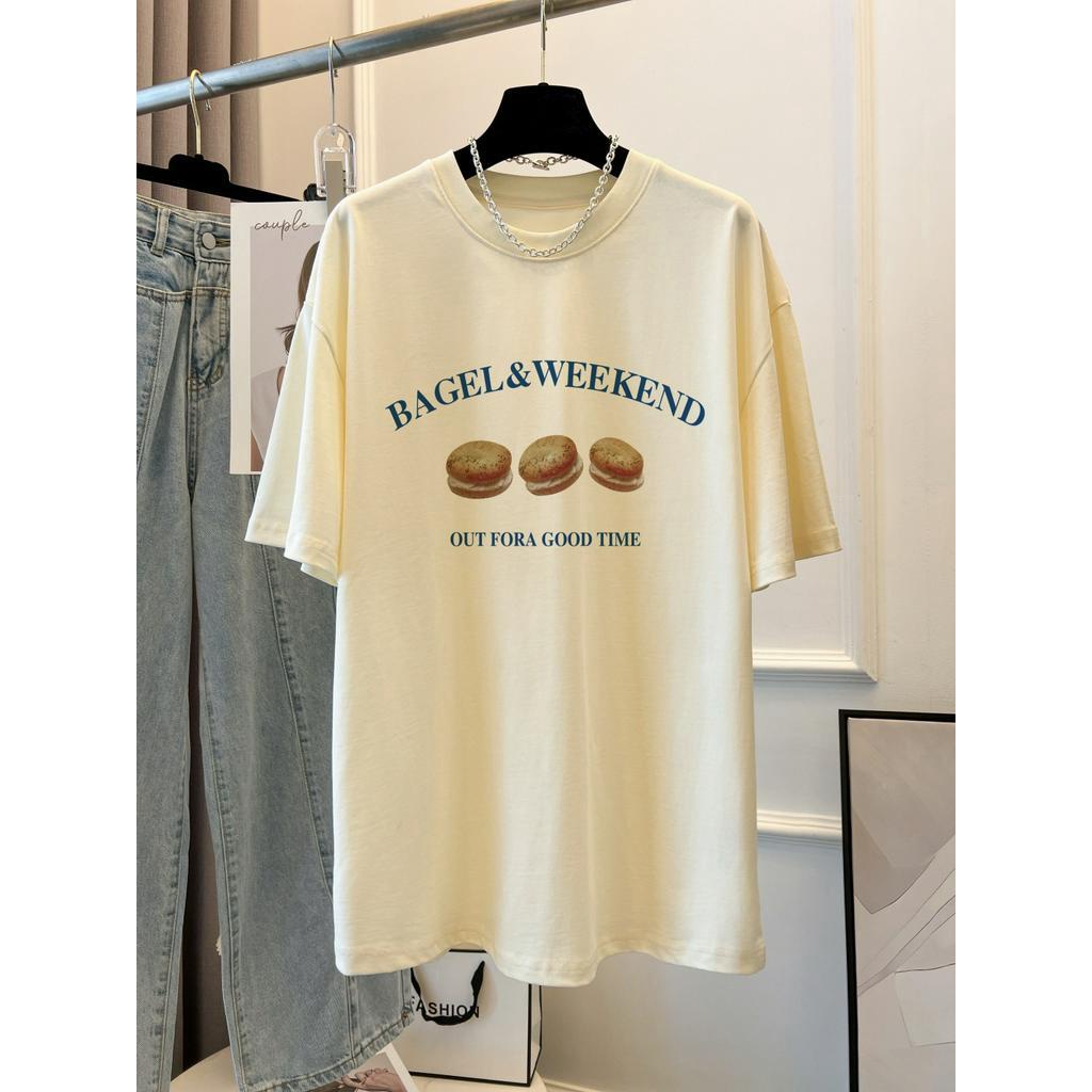 Áo Thun Cotton Dáng Rộng Ngắn Tay In Chữ Phong Cách Hàn Quốc Thời Trang Mùa Hè 63573