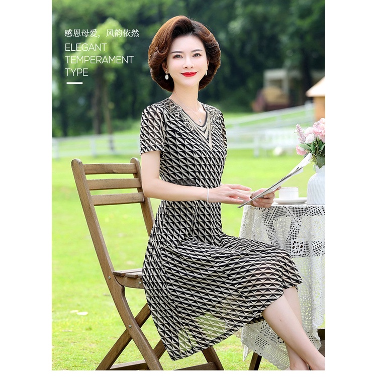 Đầm Thiết Kế Mới Thời Trang Mùa Hè Theo Phong Cách Phương Tây Cho Phụ Nữ Trung Niên Từ 40-50 Tuổi