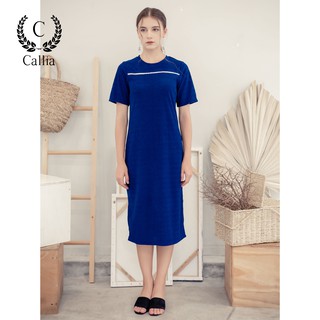 [Mã FASHIONMALLT4 giảm 15% đơn 150k] Đầm suông midi nữ Callia Doni tay ngắn (Xanh dương)
