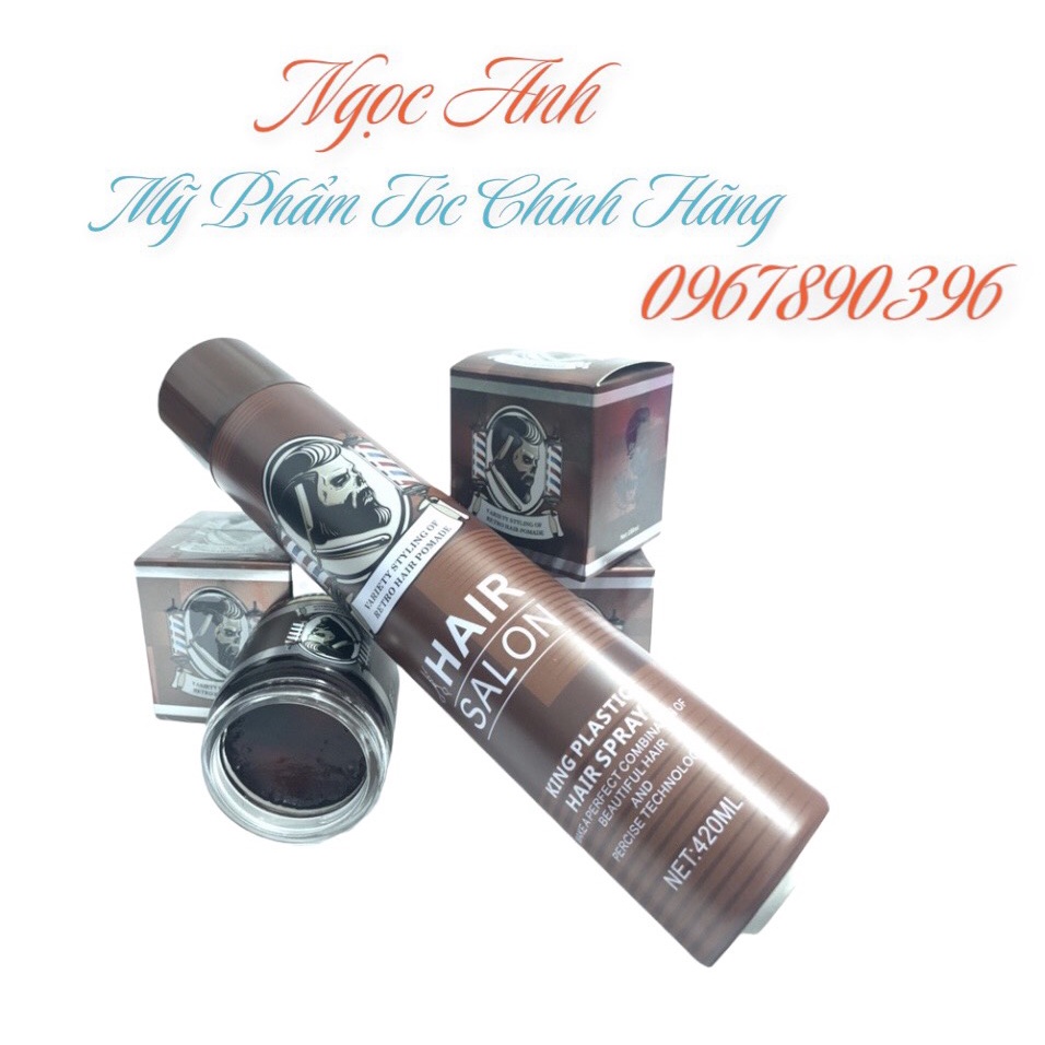 Sáp Tạo Kiểu Tóc Tóc Nam Hair Salon Variety Styling Of Retro Pomade + Gôm Xịt Tóc Hair Salon 360 Degrees King Plastic 42