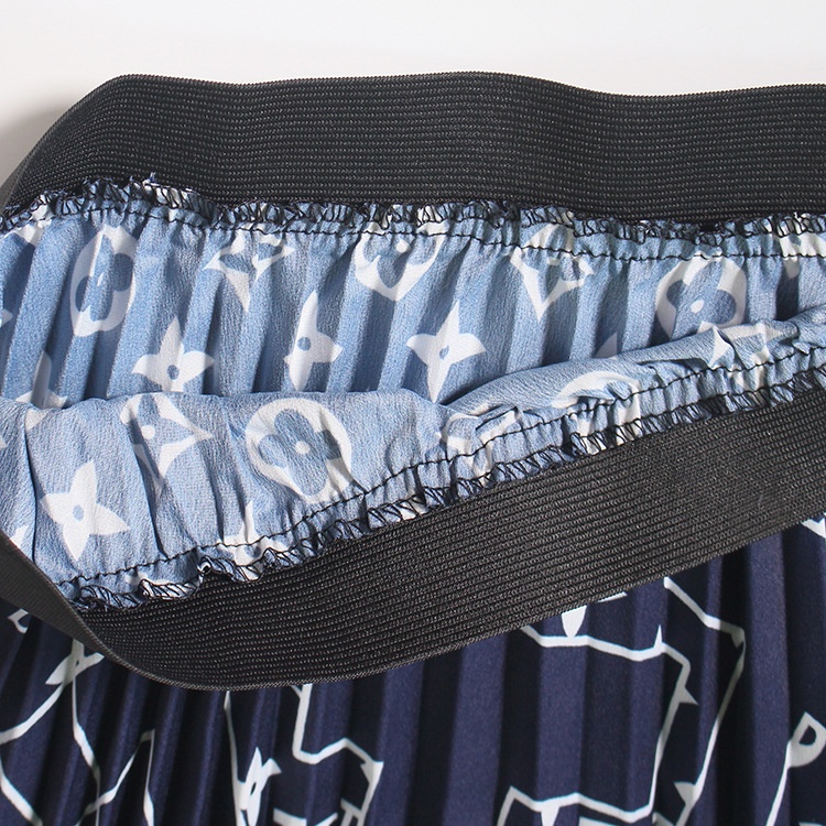 Chân Váy Midi Lưng Thun Xếp Ly In Chữ Thời Trang Mới 2022 Cho Nữ