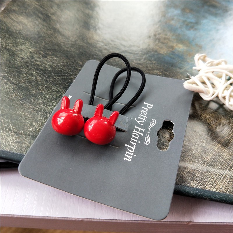 Set 2 Dây Cột Tóc Co Giãn Hình Thỏ / Gấu Hoạt Hình Dễ Thương Cho Bé Gái