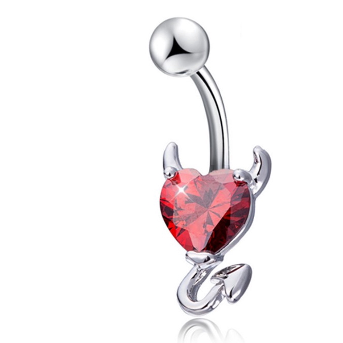 Khuyên rốn mặt hình trái tim đính đá phát sáng thời trang
