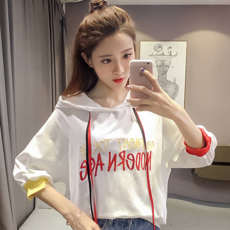 ♣♣ Áo Hoodie Thời Trang Mùa Thu Hàn Quốc 2019 ♣Áo Sweater Dáng Rộng In Chữ Cá Tính Trẻ Trung ♣Áo Thun Tay Ngắn In Hình Độc Đáo Phong Cách Harajuku