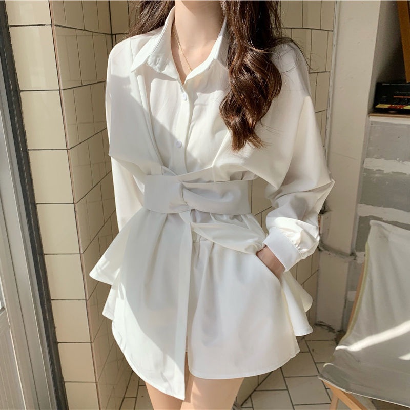 Áo Sơ Mi Tay Dài Cổ Bẻ Phong Cách Hàn Quốc Thời Trang Cho Nữ