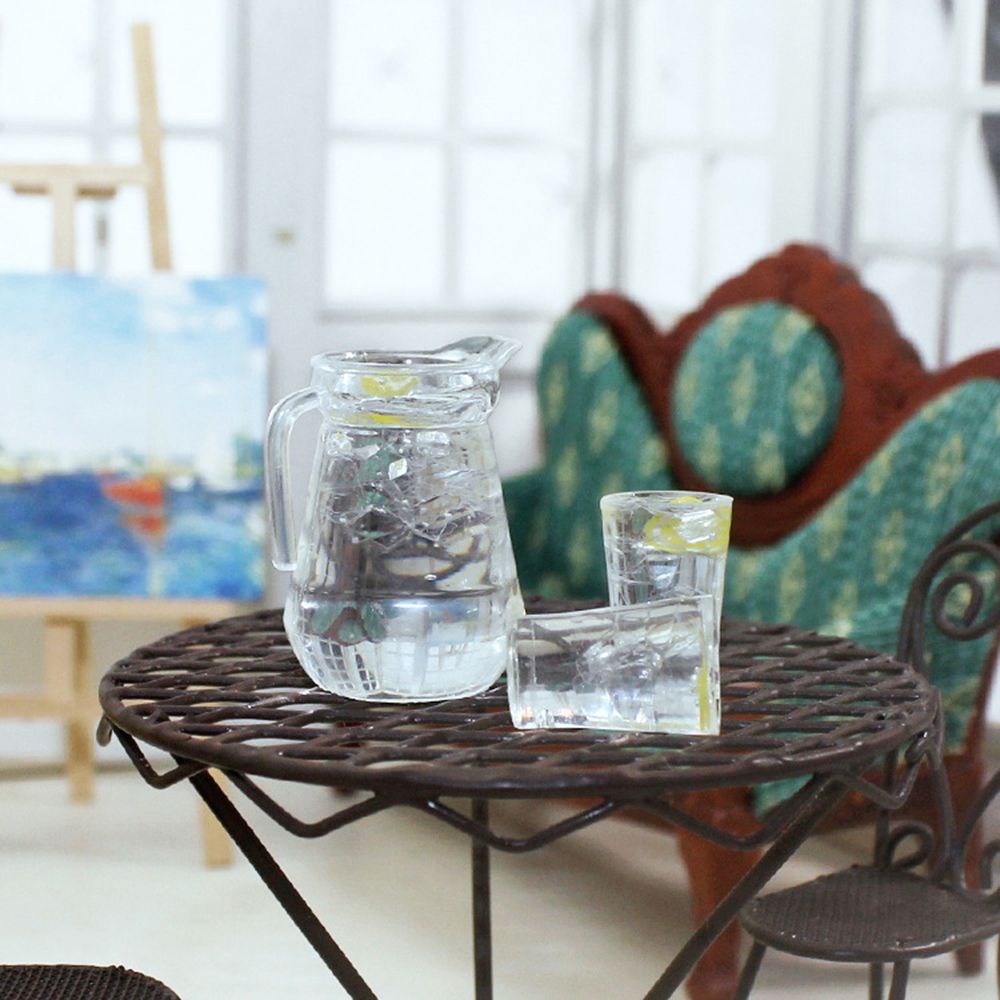 Bộ mô hình ly nước trái cây tỉ lệ 1 / 12 để trang trí nhà búp bê độc đáo