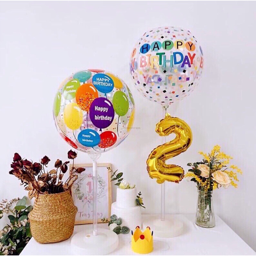 Bong bóng sinh nhật Jumbo nhựa PE Trong suốt in hình Bobo 18&quot; 24&quot; 36&quot;