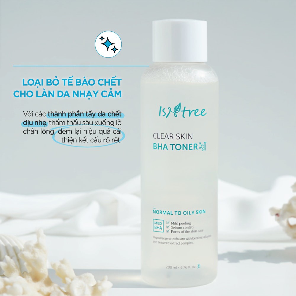 Nước Cân Bằng Isntree Clear Skin BHA Toner Giúp Tẩy Tế Bào 200ml