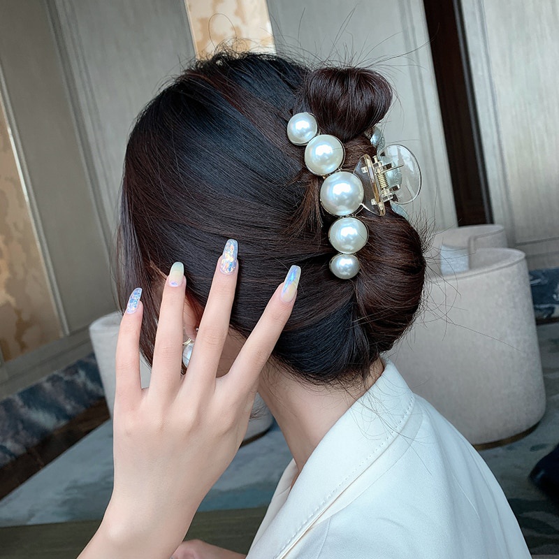 Kẹp tóc hàm cá mập đính ngọc trai thời trang Hàn Quốc cho nữ