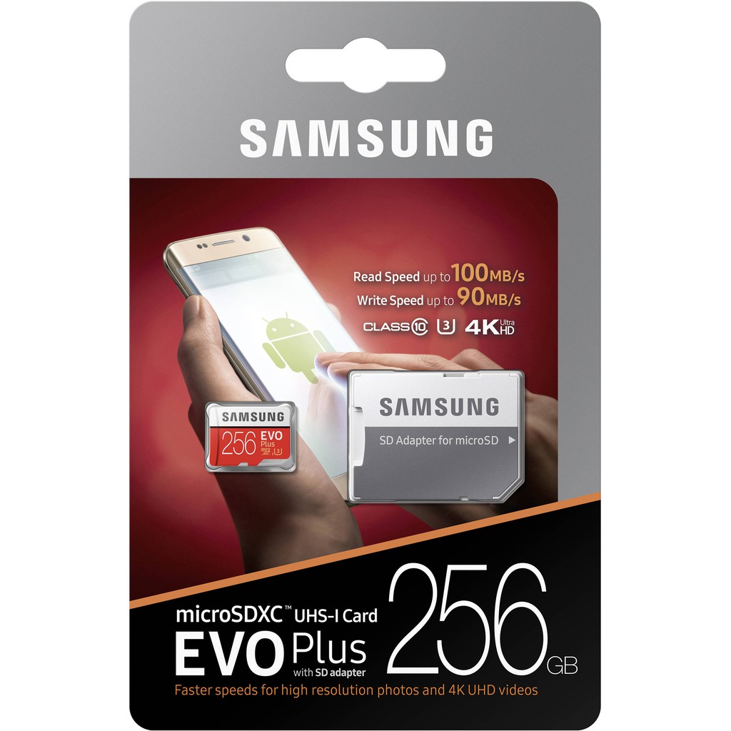 Thẻ Nhớ Micro SD Samsung Evo Plus 256GB Class 10 - 100MB/s (Kèm Adapter) - Bảo hành 5 Năm