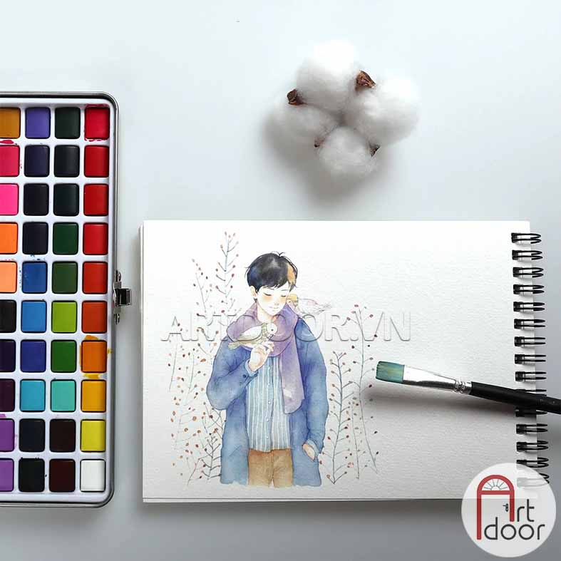 [ARTDOOR] Sổ vẽ màu nước POTENTATE Hoa Đỏ dày 300gsm (vân mịn)