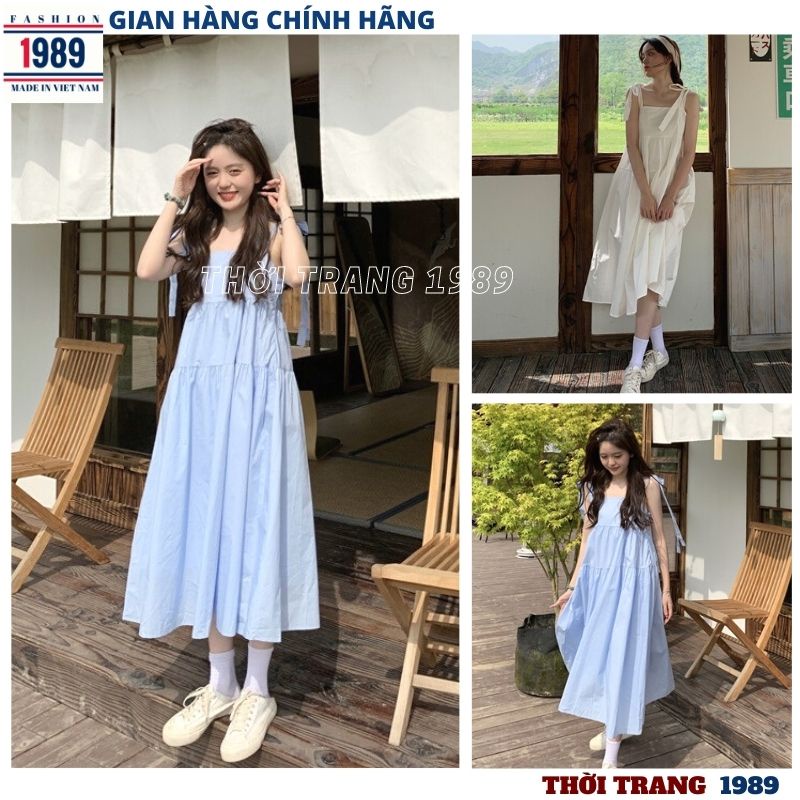 Đầm babydoll 2 dây buộc nơ hàn quốc ulzzang ,váy maxi đi biển dáng rộng siêu xinh -PHƯƠNG VŨ 1989 | BigBuy360 - bigbuy360.vn