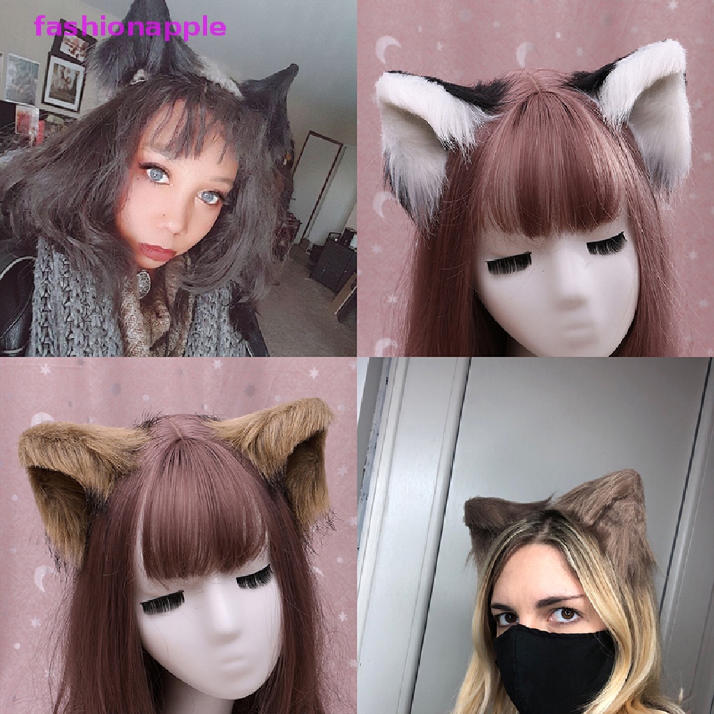 Kẹp Tóc Hình Tai Mèo Phối Lông Dễ Thương Phong Cách Lolita
