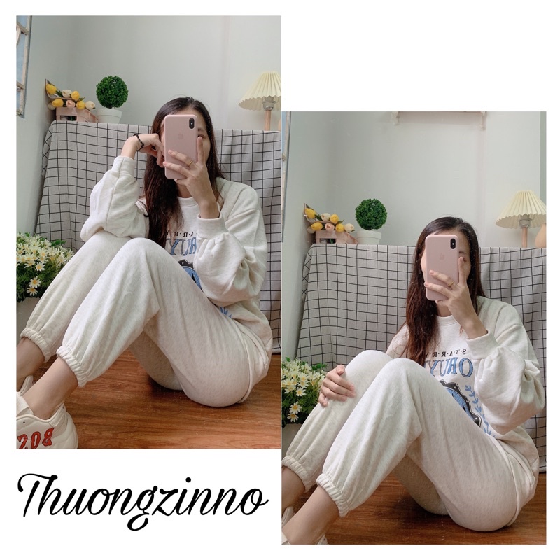 [Ảnh thật/Video]Set bộ nỉ COSMOS gồm áo và quần dài phong cách Hàn Quốc | BigBuy360 - bigbuy360.vn