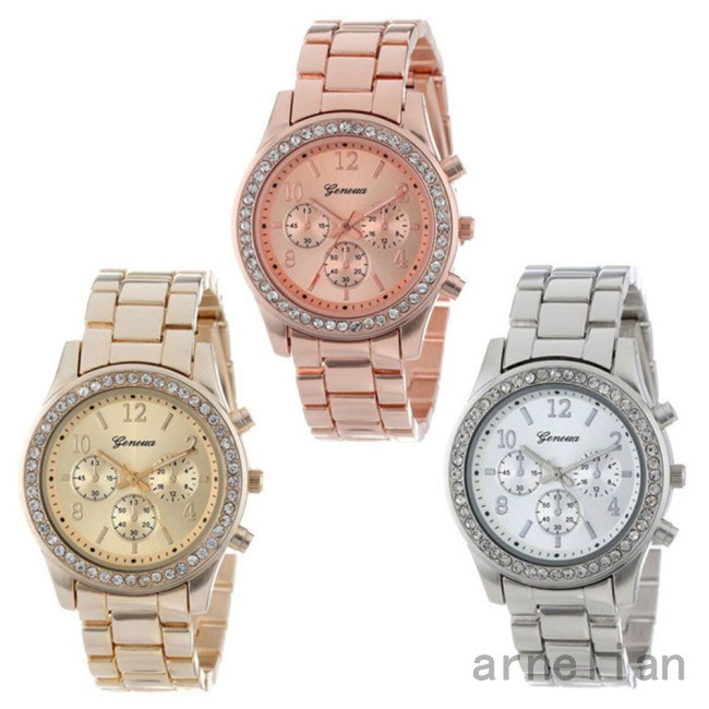Best Women Stylish Quartz Watch with Alloy Watchband 3 Small Dial Wrist Watch Ornament