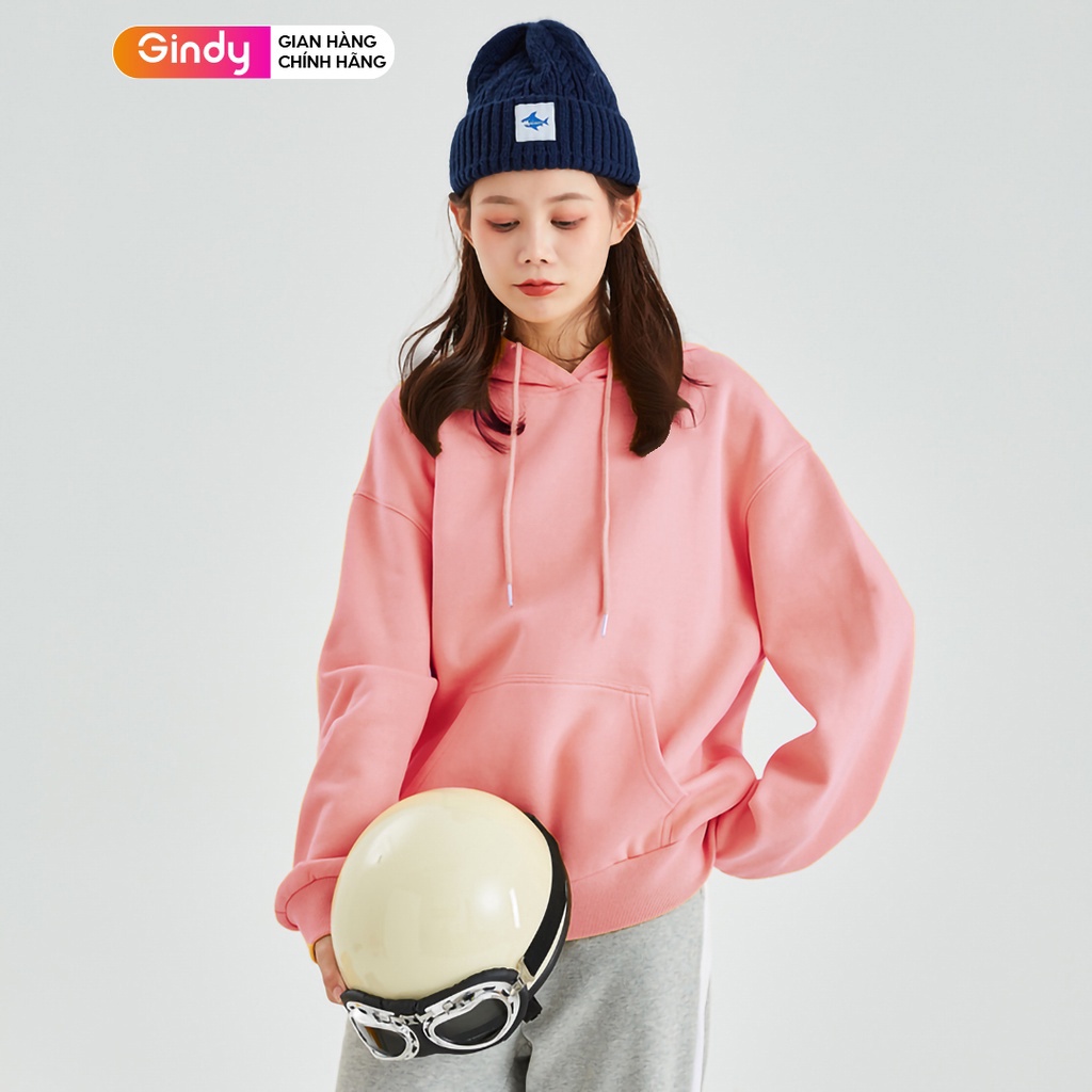 Áo hoodies nam nữ nam nữ nỉ bông trơn GINDY sweater unisex form rộng có mũ phong cách ulzzang thời trang thu đông A12113