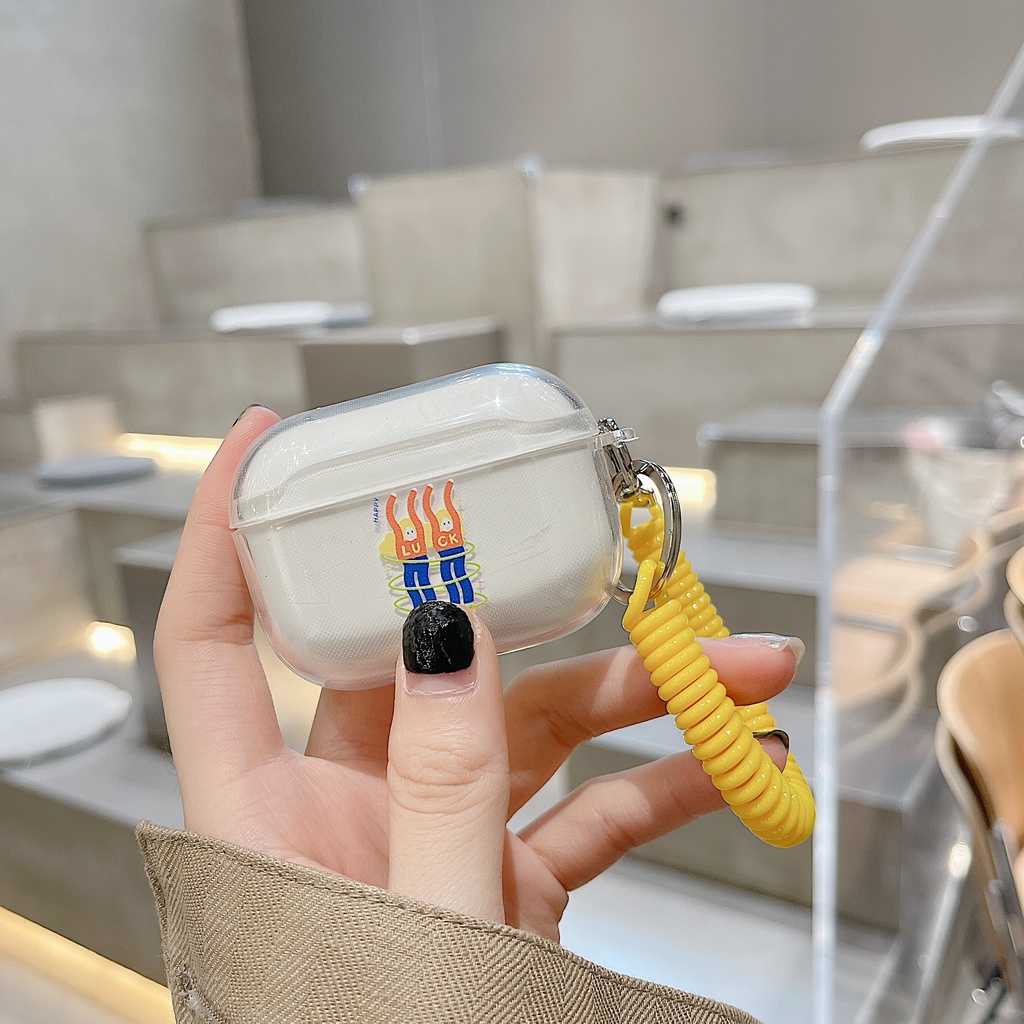 Vỏ Bảo Vệ Hộp Sạc Tai Nghe airpods 1 2 Pro 3rd Generation Pro 1/2 Trong Suốt Chống Sốc Họa Tiết Hoạt Hình Kèm Dây Đeo Kiểu Nhật Hàn