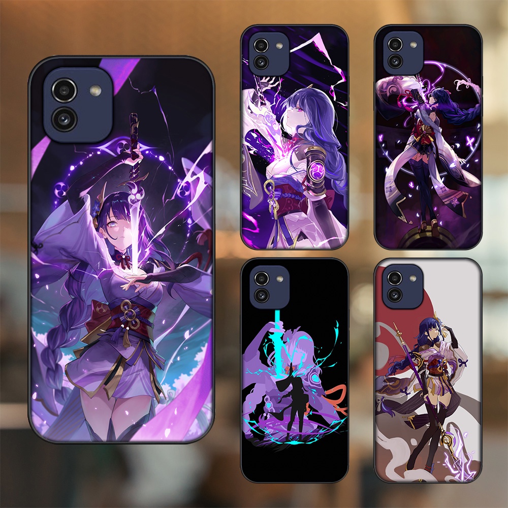 Ốp lưng Samsung A03 viền đen in hình Raiden Shogun Genshin Impact