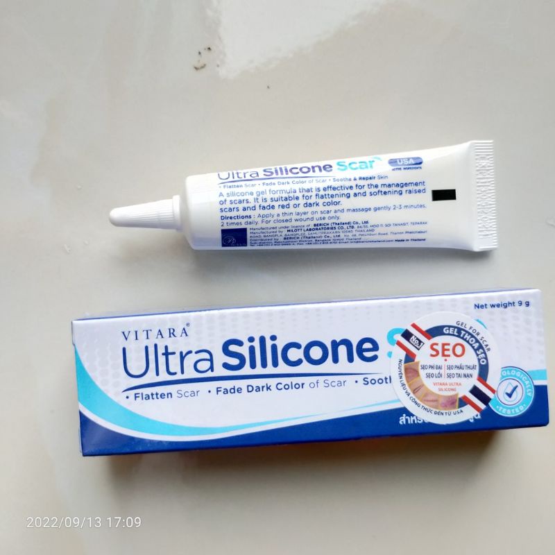 Vitara Ultra Silicone kem thoa sẹo lồi , sẹo mổ , sẹo do tai nạn - tuyt 9g- Nhập khẩu Chính Hãng - Nhà thuốc