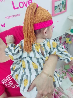 Nón len tóc cột cho bé