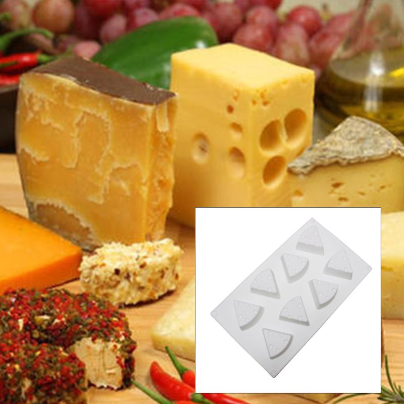 Khuôn Làm Bánh 8 Ngăn Chống Dính Đa Năng Hình Miếng Phô Mai Dễ Thương Cho Nhà Bếp