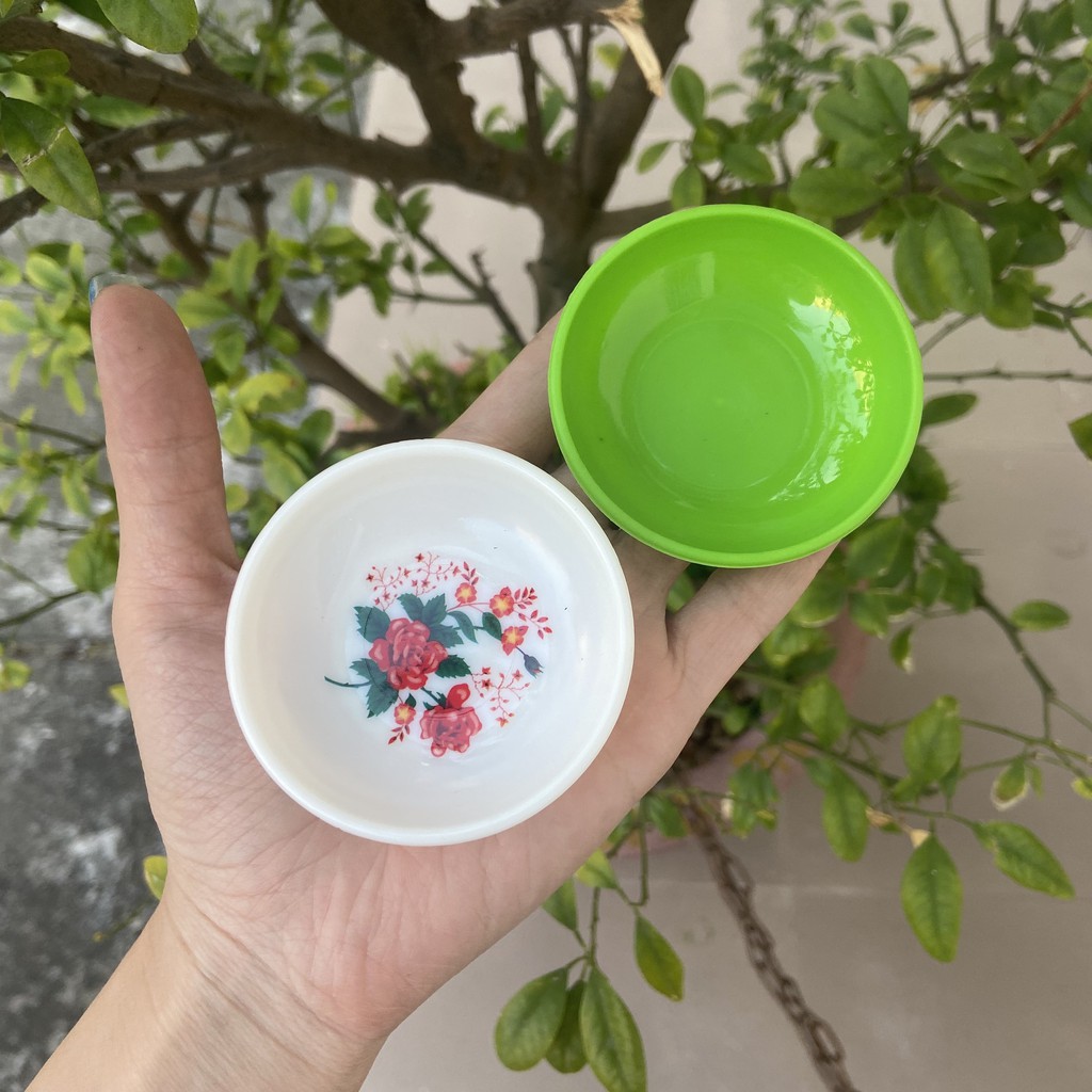 10 cái Chén tương nhựa 6.6 x 1.5cm , chén sốt , chén mù tạt xanh , trắng - Small Ketchup Plastic Cup