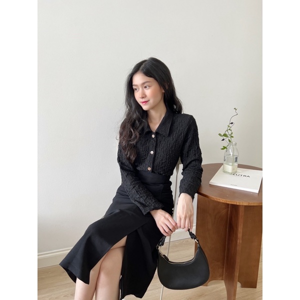 YU CHERRY | Váy chữ A xẻ tà, Long CB skirt YV036