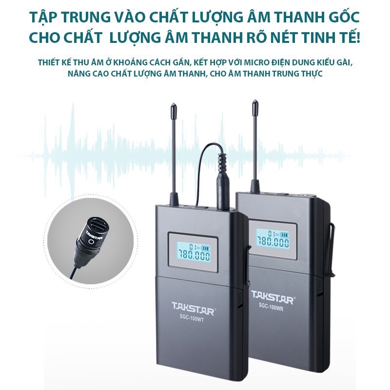 Mic gắn máy quay Takstar SGC-100W, Micro không dây cho máy ảnh, máy quay Takstar SGC-100W.