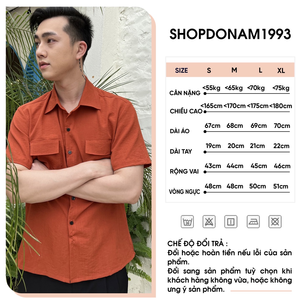 Áo sơ mi nam ngắn tay chất đũi phong cách thời trang công sở mùa hè trẻ trung lịch lẫm A06