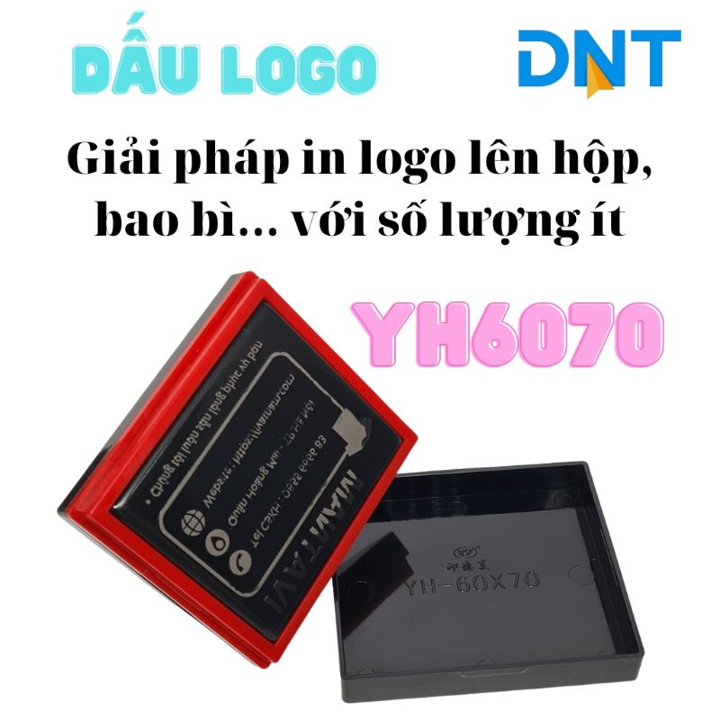 Con dấu in logo YH6070 Đóng dấu logo, thương hiệu lên hộp đựng hàng, túi nilon KT 6x7cm