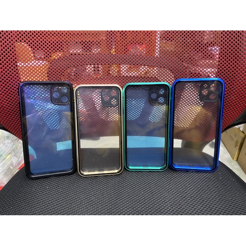 Ốp 2 mặt kính Iphone 11promax 6.5, iphone11 6.1,ip 12promax 6.7 viền kim loại bên trong có lớp nhựa dẻo
