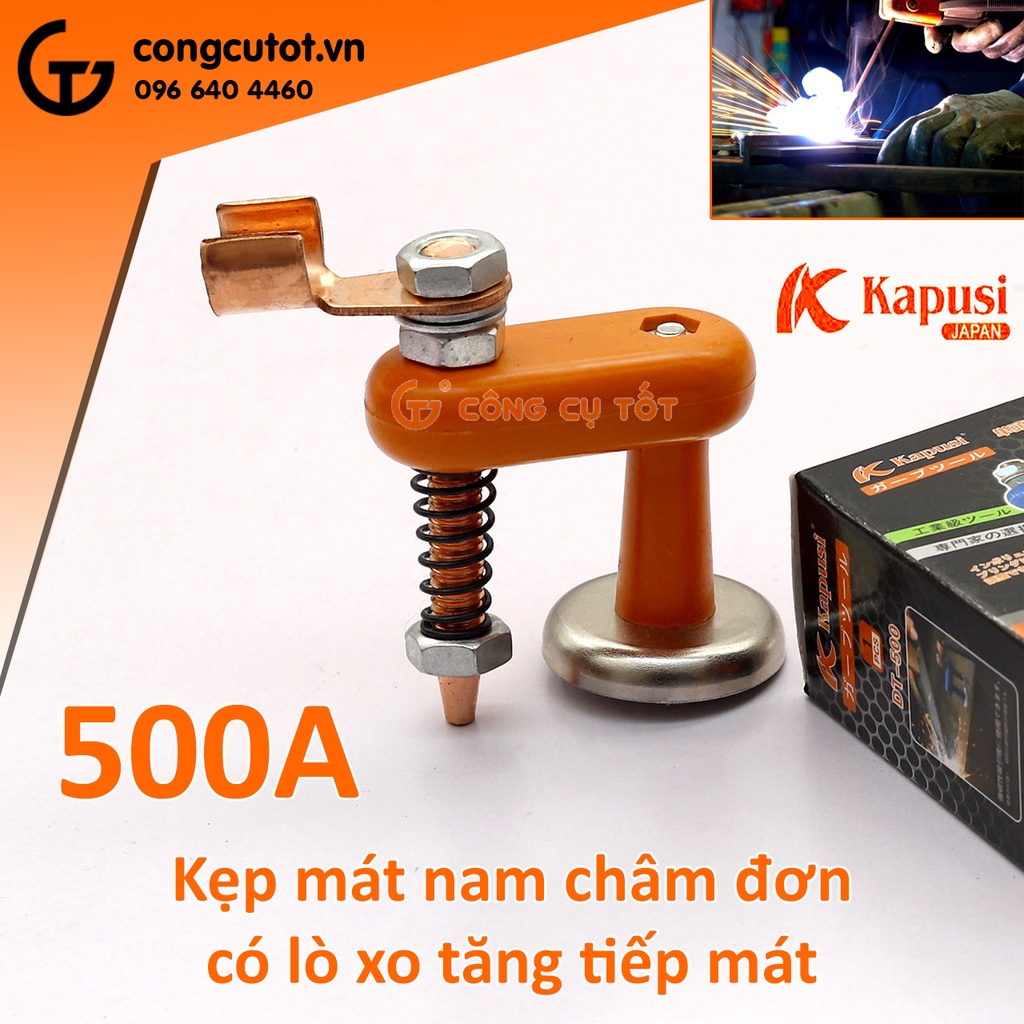 Kẹp mát nam châm đơn 500A tiếp xúc lò xo Kapusi  DT-500