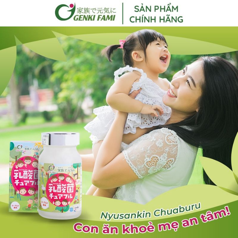 Combo 3 lọ KẸO LỢI KHUẨN NYUSANKIN CHUABURU men chống táo bón biếng ăn, hỗ trợ hệ tiêu hóa khỏe mạnh Genki Fami Nhật Bản