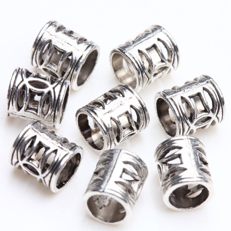 50 / 100 Hạt Xỏ Lỗ Kim Loại Có Khắc Họa Tiết Dùng Để Làm Trang Sức Thủ Công