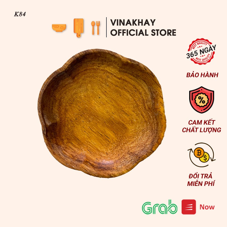Bát gỗ decor Vinakhay gỗ đỏ - Tô mắm hình hoa mai size nhỏ siêu xinh siêu tiện dụng