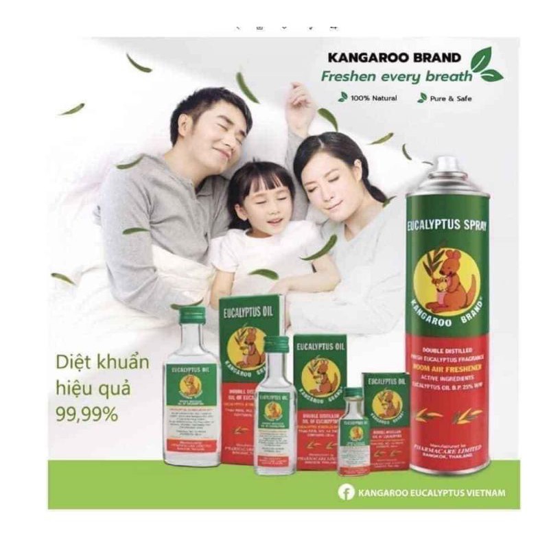 Xịt phòng tinh dầu khuynh diệp Kangaroo - hàng chuẩn Thái